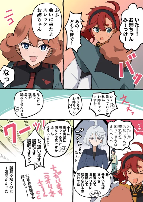 第2クール1話水星の魔女のスレミオ漫画(正妻強し) 