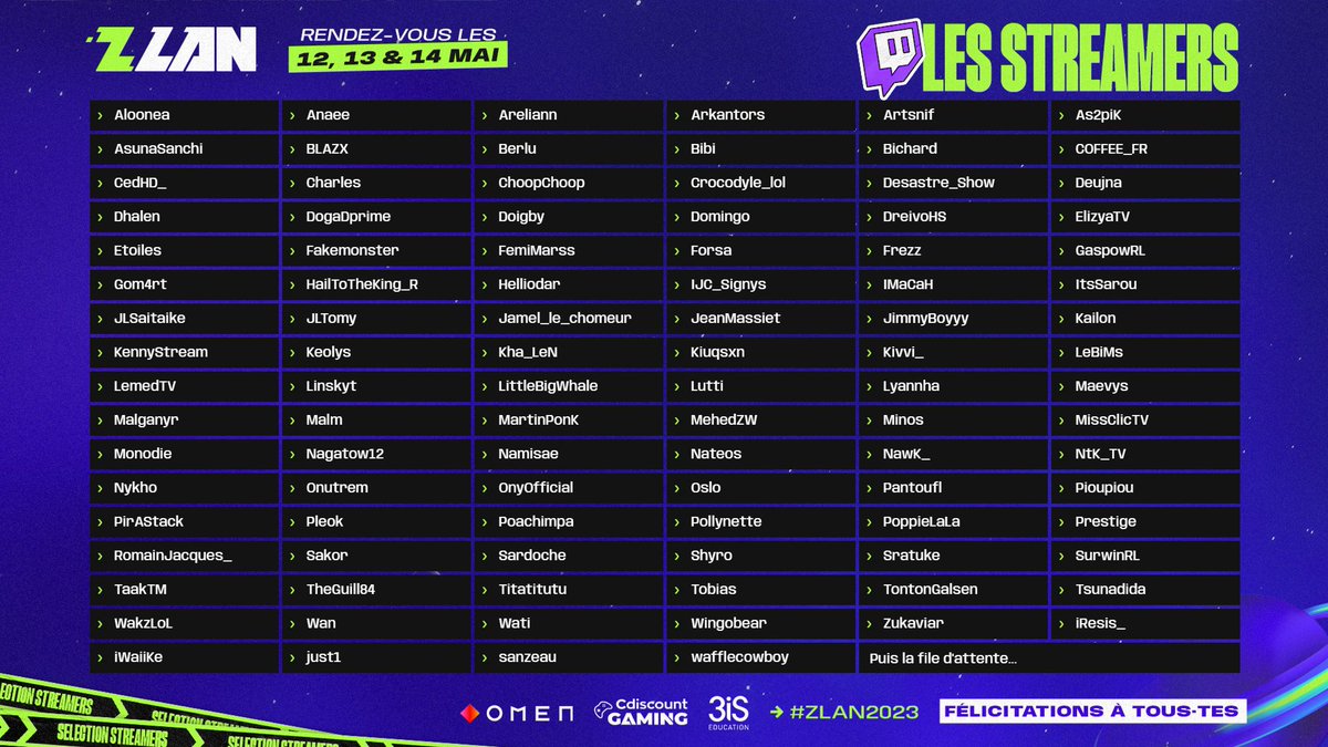 ZLAN_FR's tweet photo. La liste des 100 streamers et streameuses https://t.co/fykPnWb3ei pour la #ZLAN2023 ! 💚 https://t.co/wPFjpmNSJ7