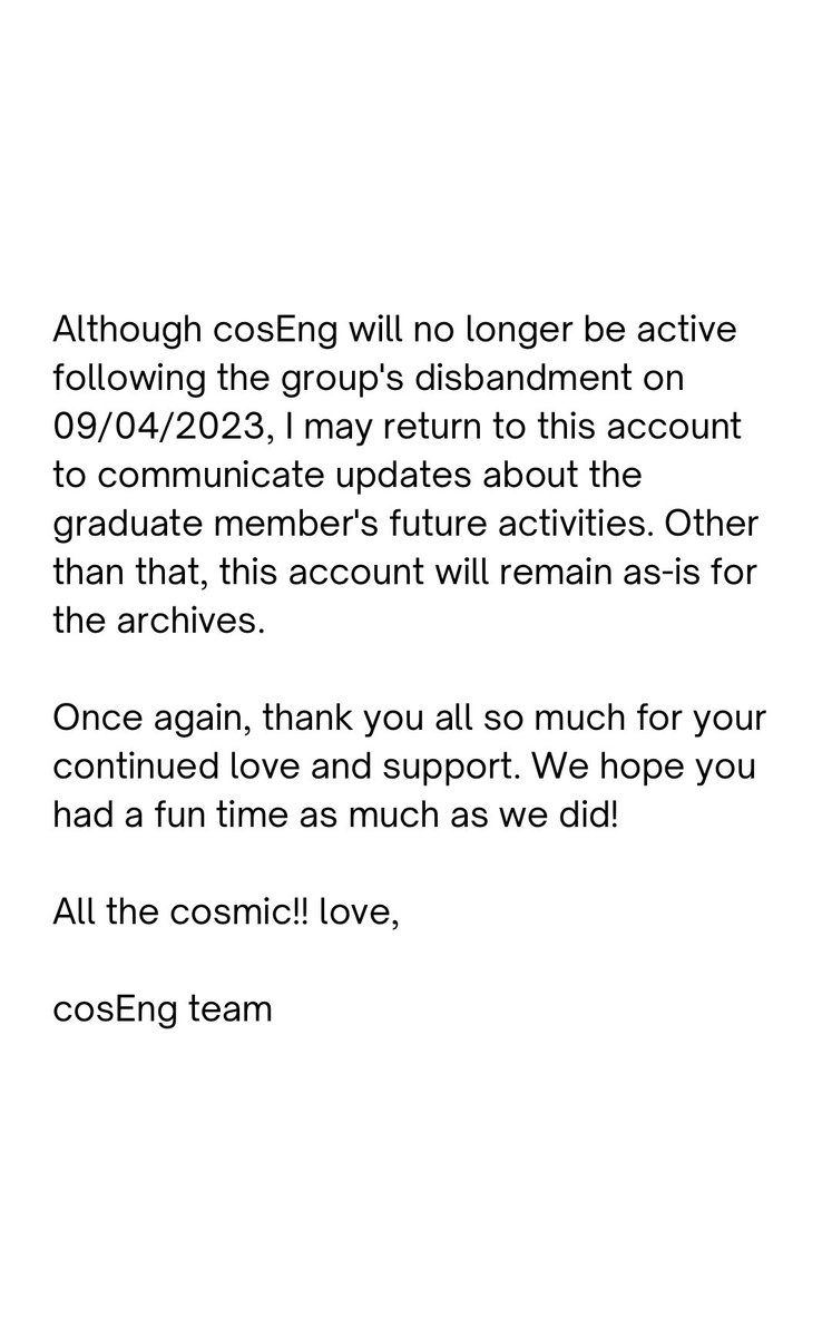 cosmic_eng's tweet photo. 【Announcement from cosEng】 https://t.co/0hOw5m5s1a