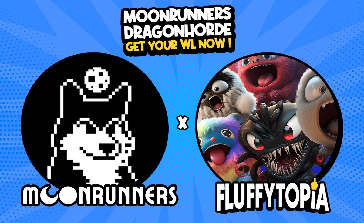 fluffytopia's tweet photo. ⚡️ 𝗙𝗹𝘂𝗳𝗳𝘆𝘁𝗼𝗽𝗶𝗮 𝘅 𝗠𝗼𝗼𝗻𝗿𝘂𝗻𝗻𝗲𝗿𝘀⚡️

get your Moonrunners DragonHorde WL🫵

👉 follow @fluffytopia &amp; @MoonrunnersNFT
👉 RT+like this tweet
👉 tag 3 frens

2x WL to win - draw in 48h

🔥 OR you can IMMEDIATELY secure your WL in the Fluffy Shop using $FLUFFY https://t.co/OGovMLdgH8