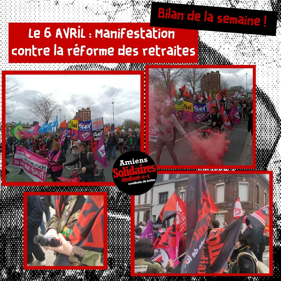 SolEtuAmiens's tweet photo. Bilan hebdomadaire de Solidaires étudiant-e-s Amiens.
Nous avons organisé-es un collage au campus sud et avons participé-es à la manifestation syndicale jeudi.

La semaine prochaine on lâche rien! https://t.co/pOIVxGL6Rv