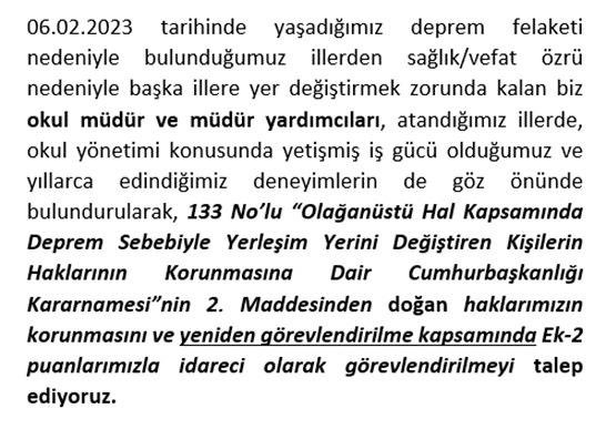 #DepremzedeİdarecilereAtandıklarıİllerdeİdarecilikHakkıVerilmeli #DepremzedeİdarecilereAtandıklarıİllerdeİdarecilikHakkıVerilmeli
<a href="/tcbestepe/">T.C. Cumhurbaşkanlığı</a> <a href="/RTErdogan/">Recep Tayyip Erdoğan</a> <a href="/tcmeb/">Millî Eğitim Bakanlığı</a> <a href="/prof_mahmutozer/">Mahmut Özer</a> <a href="/tcmeb/">Millî Eğitim Bakanlığı</a> <a href="/EgitimBirSen/">Eğitim-Bir-Sen</a> <a href="/turkegitimsen/">Türk Eğitim Sen</a> <a href="/egitimsen/">Eğitim Sen</a> <a href="/egitimis/">Eğitim-İş</a> <a href="/egitimgucusen/">EĞİTİM GÜCÜ SEN</a> <a href="/HurEgitimSen/">Hürriyetçi Eğitim Sen Genel Merkezi</a>