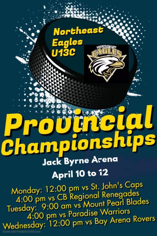 SheriLeeChamber's tweet photo. U13 C is hosting the U13 G provincial tournament @JBRegional April 10-12. Come out and cheer on your @ne_eagles. https://t.co/5vM2IsACtK