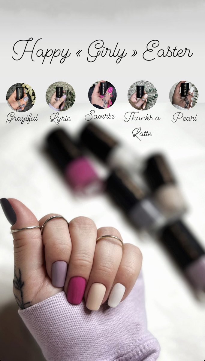 Jenny_Labbe_'s tweet photo. Happy « Girly » Easter

@avadeanbeauty 

#AvaDean #AvaDeanBeauty #Polish #Polishes #NailsPolish #Nails #NailsArt #Therapy #Vegan #CrueltyFree #10Free #BeYourself #LoveYourself
#TreatYourself #Gray #Lavender #Pink #Latte #White
#HappyEaster #Easter #Girly https://t.co/PmPjklKPPR