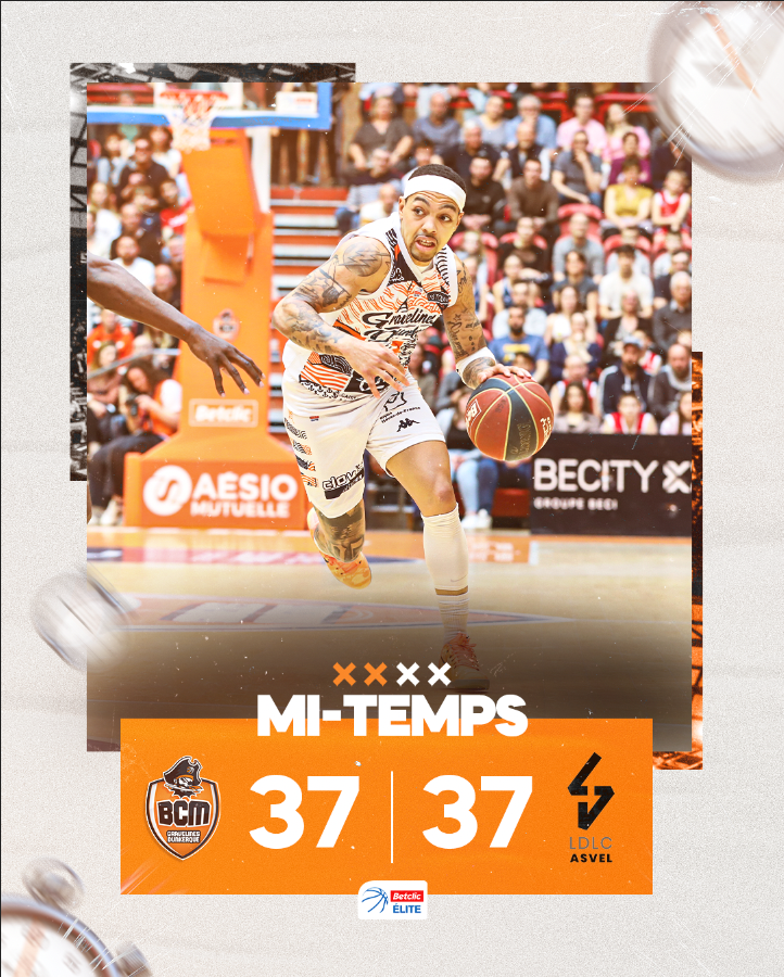 BCMBasket's tweet photo. #BCMASVEL | 𝗠𝗜-𝗧𝗘𝗠𝗣𝗦 ⏱️
On a le droit à un match serré à Sportica ! 🥵
Égalité parfaite encore une fois !
#TousBCM #BetclicELITE https://t.co/pbVwi8YkRp