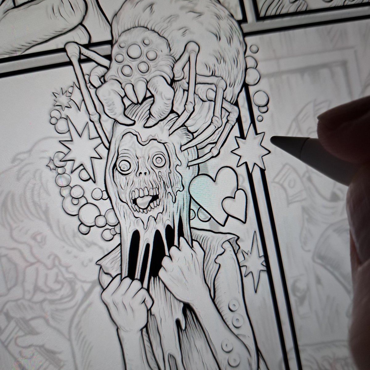 Tim Molloy (@tim_molloy_art) on Twitter photo More wild stuff from the twisted mind of Christopher Ulrich - WIP inking <a href="/toddlerpillars/">Toddlerpillars</a> Graphic Novel More wild stuff from the twisted mind of Christopher Ulrich - WIP inking <a href="/toddlerpillars/">Toddlerpillars</a> Graphic Novel