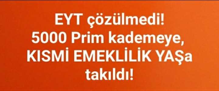 <a href="/RTErdogan/">Recep Tayyip Erdoğan</a> EYT NİN SEÇİM ÖNCESİ ÇÖZÜLMESİ  ACİLİYETTİR. 
MAĞDURİYETİMİZİ UÇAN KUŞLAR BİLE DUYDU. YÜZBİNLERCE KİŞİ  PRİMLERİNİ 5000 VE KISMİ EMEKLİLİĞE TAMAMLAMAK İÇİN BORÇLANDI. ÖDEYEMİYORLAR. MADDİ MANEVİ BİTTİK... 
#5BinVeKısmiyleİttifakYap 
<a href="/fahrettinaltun/">Fahrettin Altun</a>  
<a href="/orhankrkrt/">Orhan Karakurt 🇹🇷🇵🇸</a> 
<a href="/ErbakanFatih/">Dr. Fatih Erbakan</a>