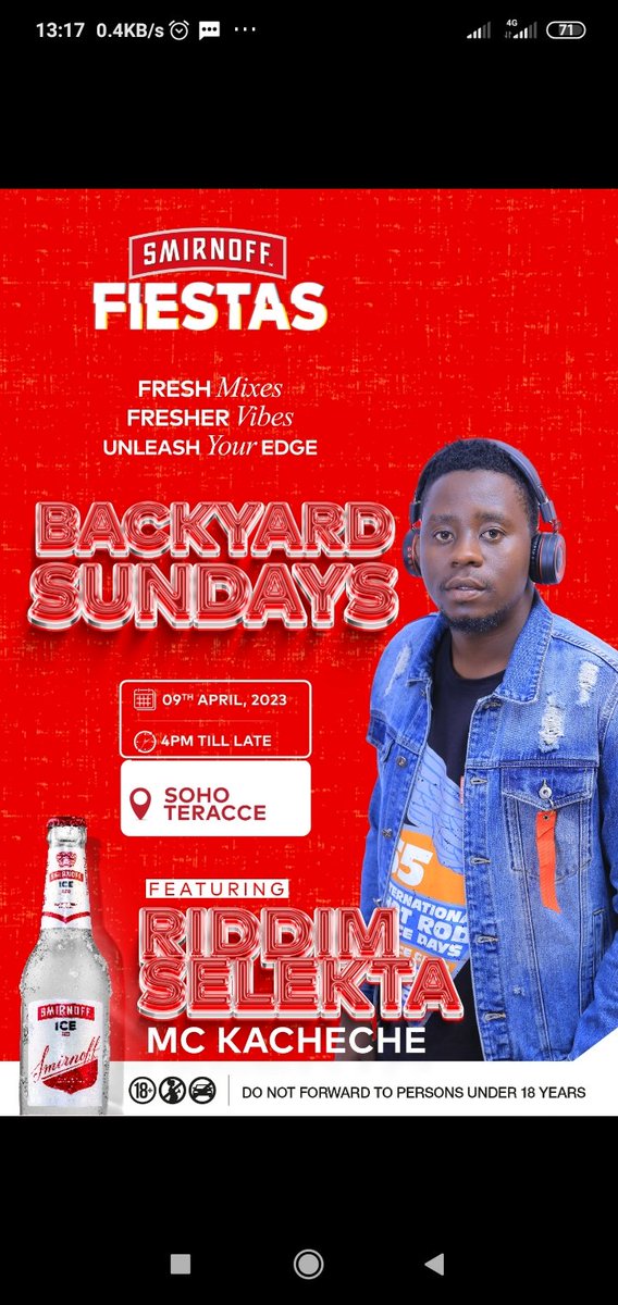 kumra_andyug's tweet photo. Easter plot in mbarara with @SmirnoffUganda at Soho Terrace #FreshMixes with @DeRiddimselekta ft @Mc_Kacheche #SmirnoffFiestas #UnleashYourEdge https://t.co/56LX7iDgHS