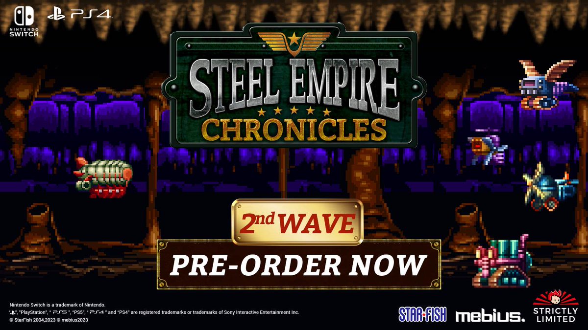 RealStrictlyLTD's tweet photo. 🔥 THE FINAL WAVE IS LIVE 🔥
Containing three steam-infused iterations of #SteelEmpire through the video game ages, this collection will also feature the legendary 8-bit #OverHorizon! Pre-order an essential #ShootEmUp collection today! 🔥
ONLY AT ⤵️
https://t.co/M9BXfh1HnX https://t.co/pddMqXsxGq