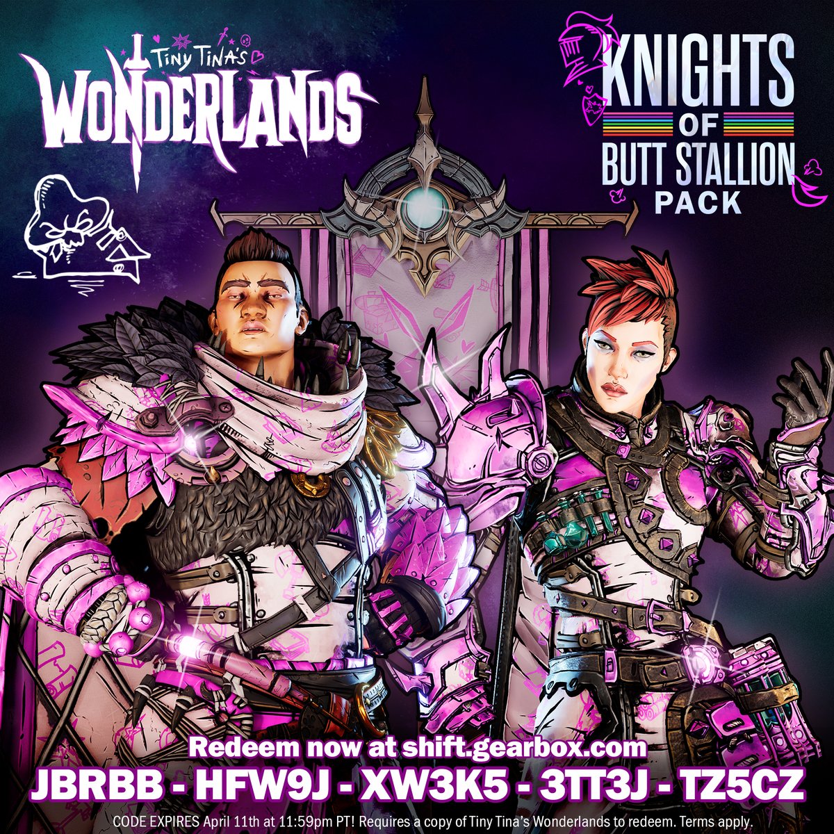 Gear up for #nationalunicornday baybayyy!! 🦄🦄

Thank your lucky stars Butt Stallion has her knights beautifully fitted

JBRBB-HFW9J-XW3K5-3TT3J-TZ5CZ
2kgam.es/3ZNAWhC

Exp: April 11 at 11:59PM PT