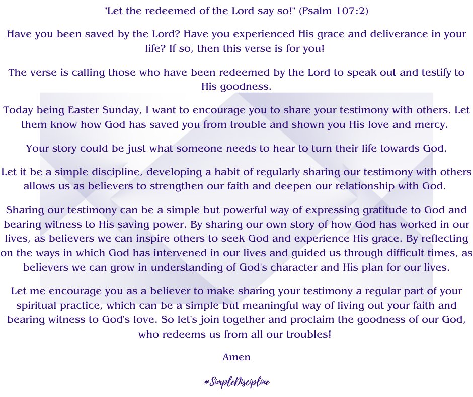 Darsharlette's tweet photo. "Let the redeemed of the Lord say so!" (Psalm 107:2) #LetTheRedeemedSaySo #Thankful #Testimony #GodIsGood #SimpleDiscipline #Peace #Joy https://t.co/ET8iQ4y0aP