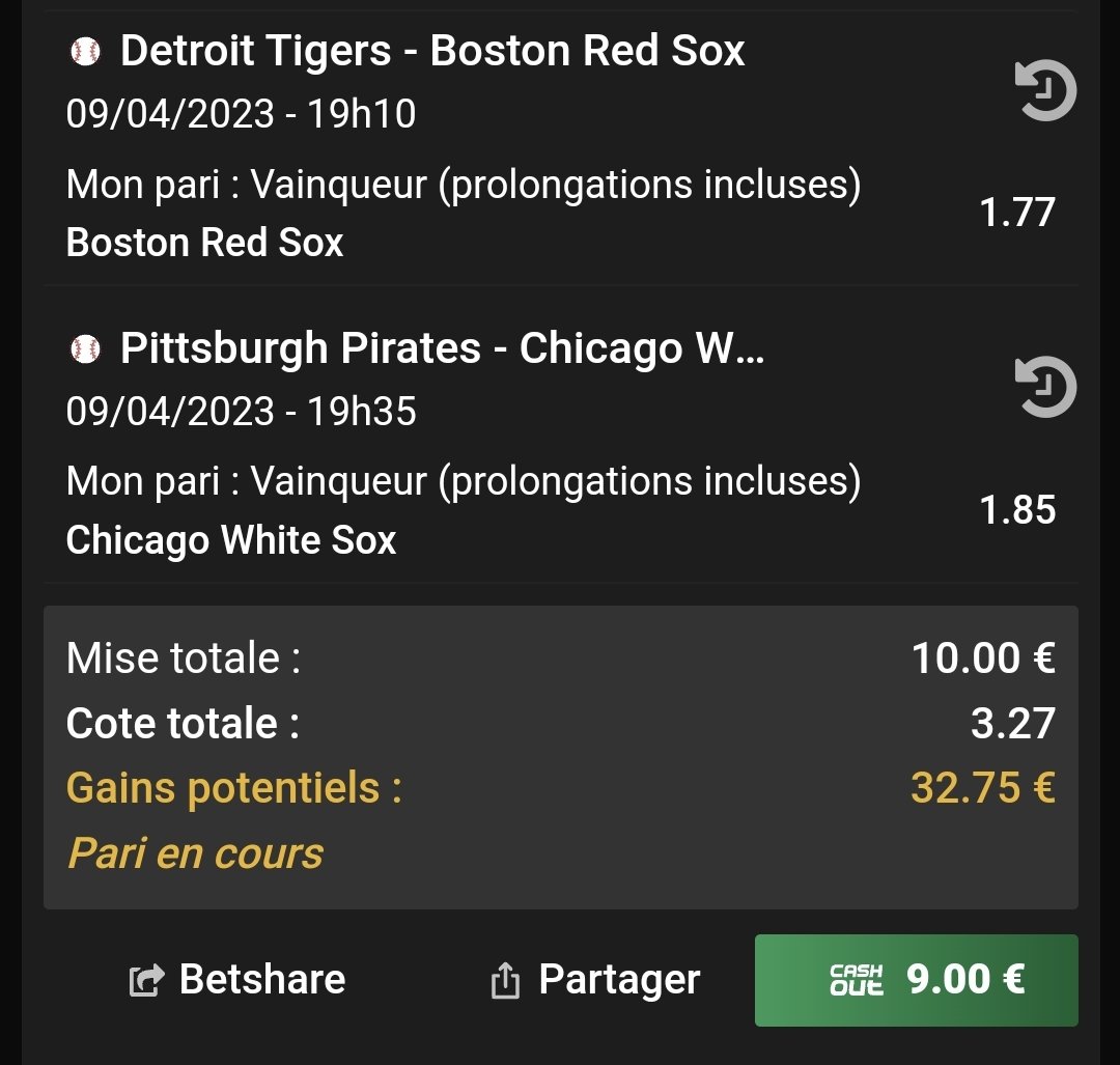 JDEMPIREOFF's tweet photo. #ONEMONTHWITHDPZ

⚾ Mets OT x Yankees OT (2,51)

⚾ Red Sox OT x White Sox OT (3,27)
⚾ Giants OT x Dodgers OT x Mets OT (4,44)

📥 Bankroll: 50€
📤 Bankroll après mise: 20€

3x10€ a gagner parmis les retweets si on fais le perfect 🙈!

RT &amp; ❤ pour la remontada! #TeamParieur https://t.co/WwIFvIZzEo