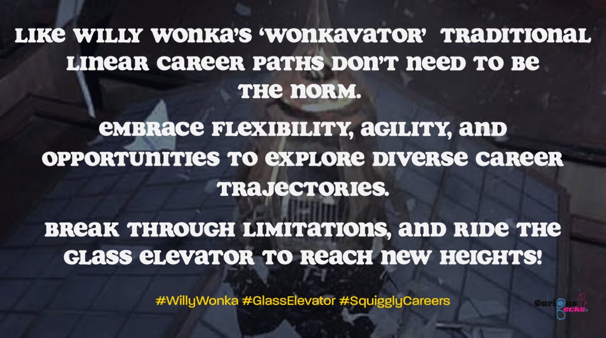 CuriousBecks's tweet image. We need to #BeMoreLikeWonka 

#SquigglyCareers #GlassElevator #EverydayLeadership