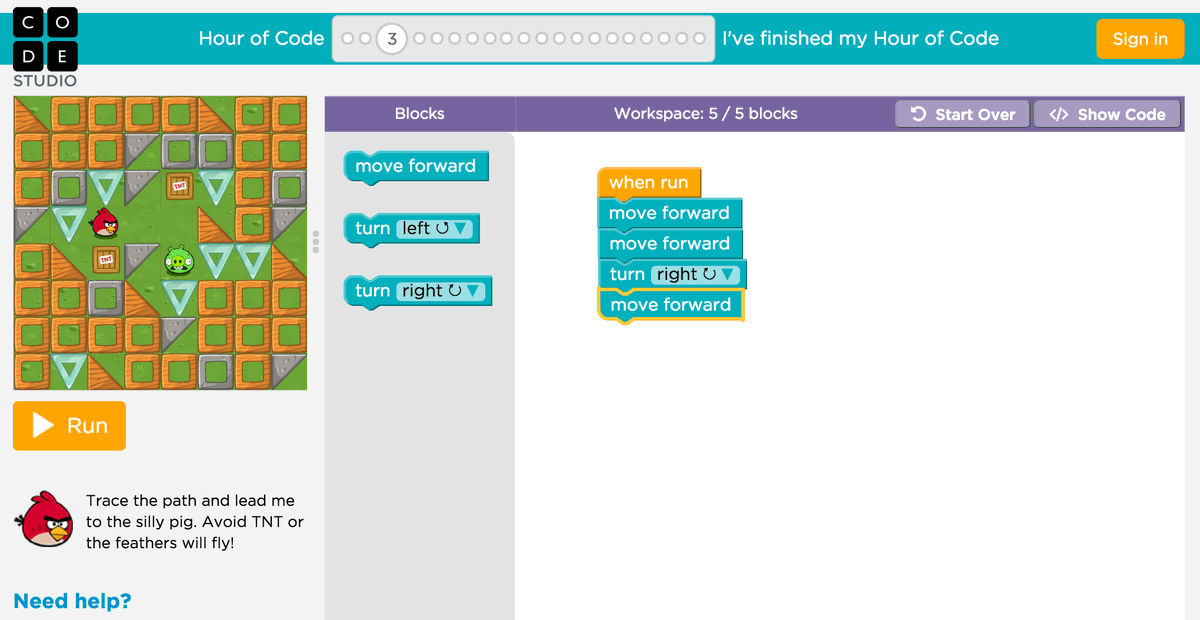 AnnaTT2025's tweet image. Just had so much fun leaning on hour of code! Absolutely love it! Everyone should try it. #EDUC387010 #HourofCode #Easycoding