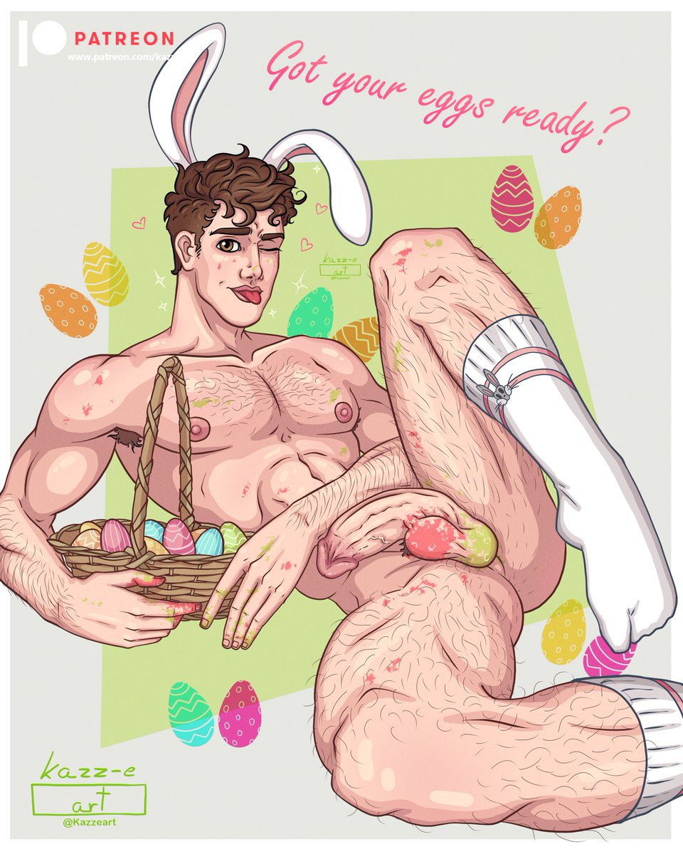Happy Easter to everyone celebrating!🐰😊 Now get your eggs out!🥚🥚 nsfw  art porn gay sex OC easter drawing bunny boy guy twink twunk  cartoon cock balls hot sexy man pubes rule34