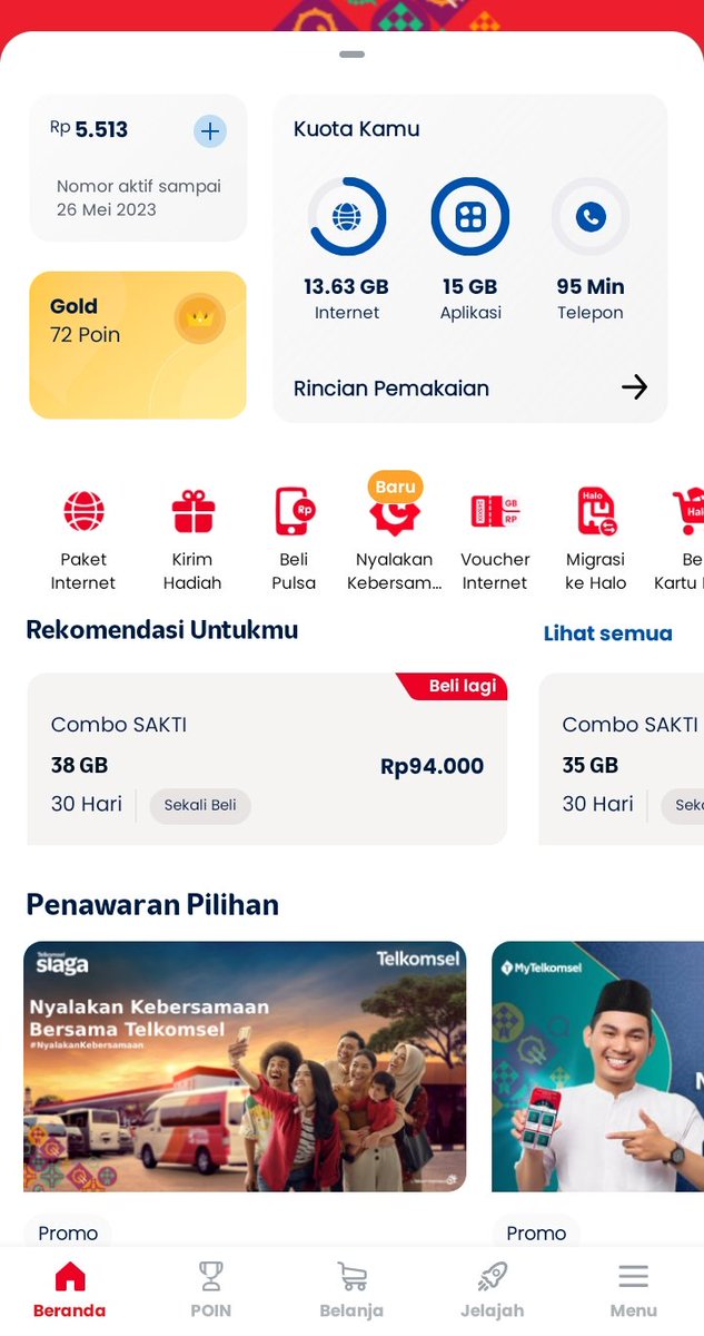 iijonk's tweet photo. Liat ditiktok, cek app my telkomsel eh beneran bulan depan masa aktif habis, pdhal isi tiap bulan rutin... dear @Telkomsel https://t.co/b0pL9JDdme