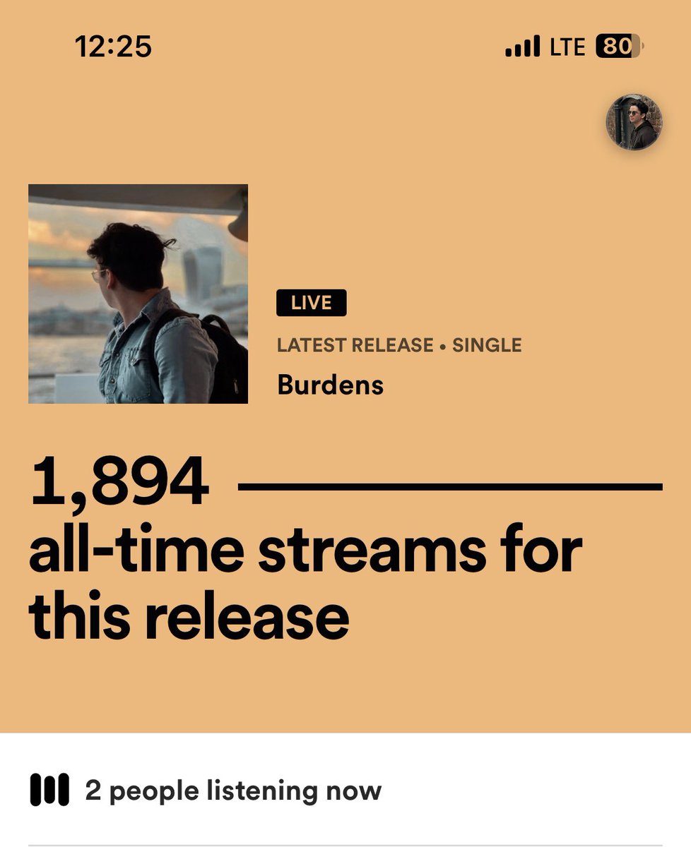 Never thought a track I’d make would reach this many people. I appreciate everyone of my listeners. New project coming soon this year.

open.spotify.com/track/5cX1f8dT…

music.apple.com/us/album/burde…

#NewMusicAlert #FreshTracks
#NowPlaying #spotifyplaylist 
#NewRelease #indepdentartist