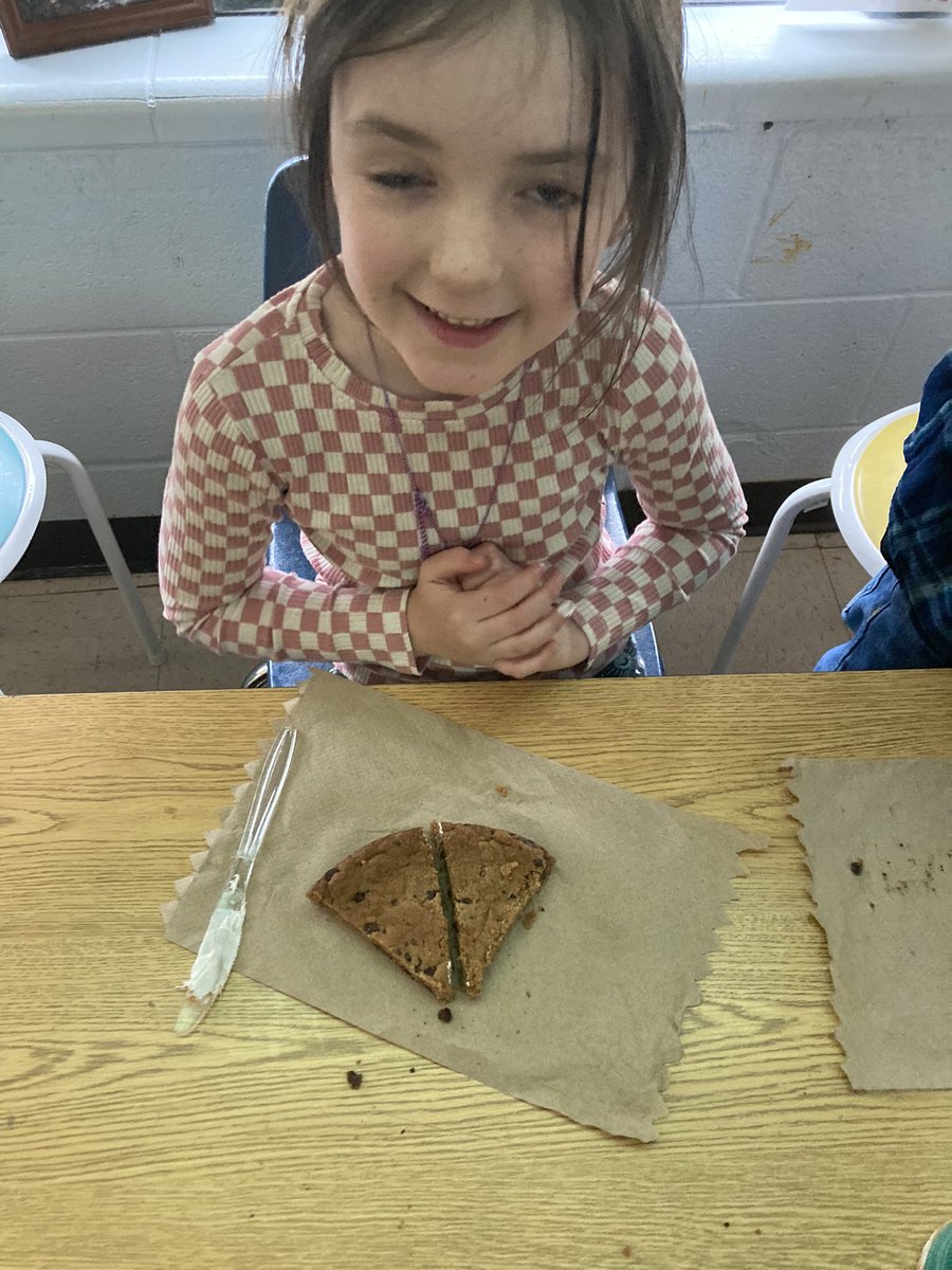 Partition into 2 or 4 equal parts was our standard this week! So of course, we applied our knowledge using cookie cakes on Thursday 🤪<a href="/M_Wills2329/">MWills</a> <a href="/nickjbrown_EdD/">nick brown</a>