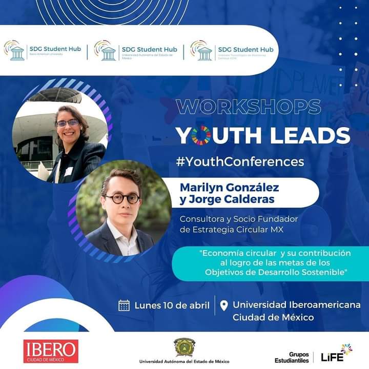 📣TALLERISTAS YOUTH LEADS: #WeHaveTheVoice

👉🏻Conoce a Marilyn González y Jorge Calderas, Consultora y Socio Fundador de Estrategia Circular MX.

👉🏻Para más información y registro previo, consulta bit.ly/406ZMd6