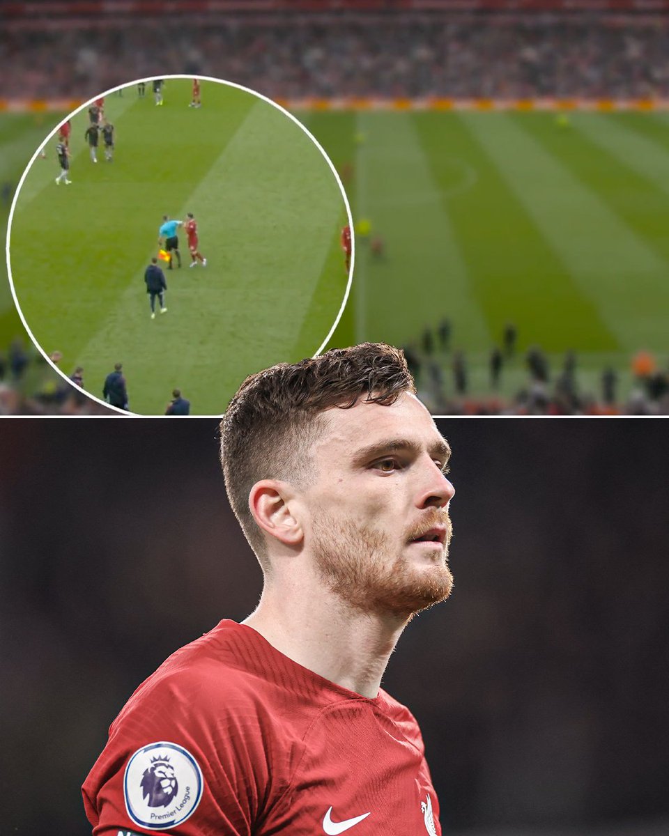 Cricket62415078's tweet photo. The assistant referee and Andy Robertson appeared to get into a physical altercation at halftime. https://t.co/g5wQKSCbqj