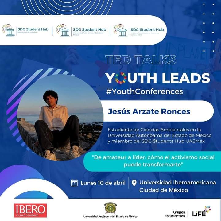 📣TED TALKS YOUTH LEADS: #WeHaveTheVoice

👉🏻Conoce a Jesús Arzate, estudiante de la Licenciatura en Ciencias Ambientales de la Universidad Autónoma del Estado de México, 

👉🏻Para más información y registro previo, consulta bit.ly/406ZMd6