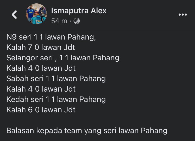 TheKuaciArmy's tweet photo. @AfiqShari Badi sebab jumpa Pahang dulu dan “SRI” sebelum jumpa JDT? https://t.co/tFcRwAb7ji