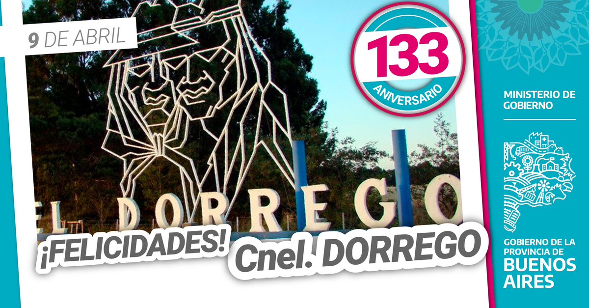 MIGobiernoPBA's tweet image. ¡Feliz Aniversario #CoronelDorrego! 🥳