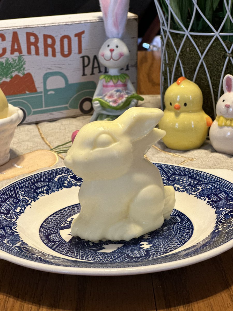CaitlinBrossman's tweet photo. Happy Easter from our butter bunny to yours! 🐰🌷 The final holiday butter sculpture, see you at Thanksgiving! https://t.co/vcVy10SLMN