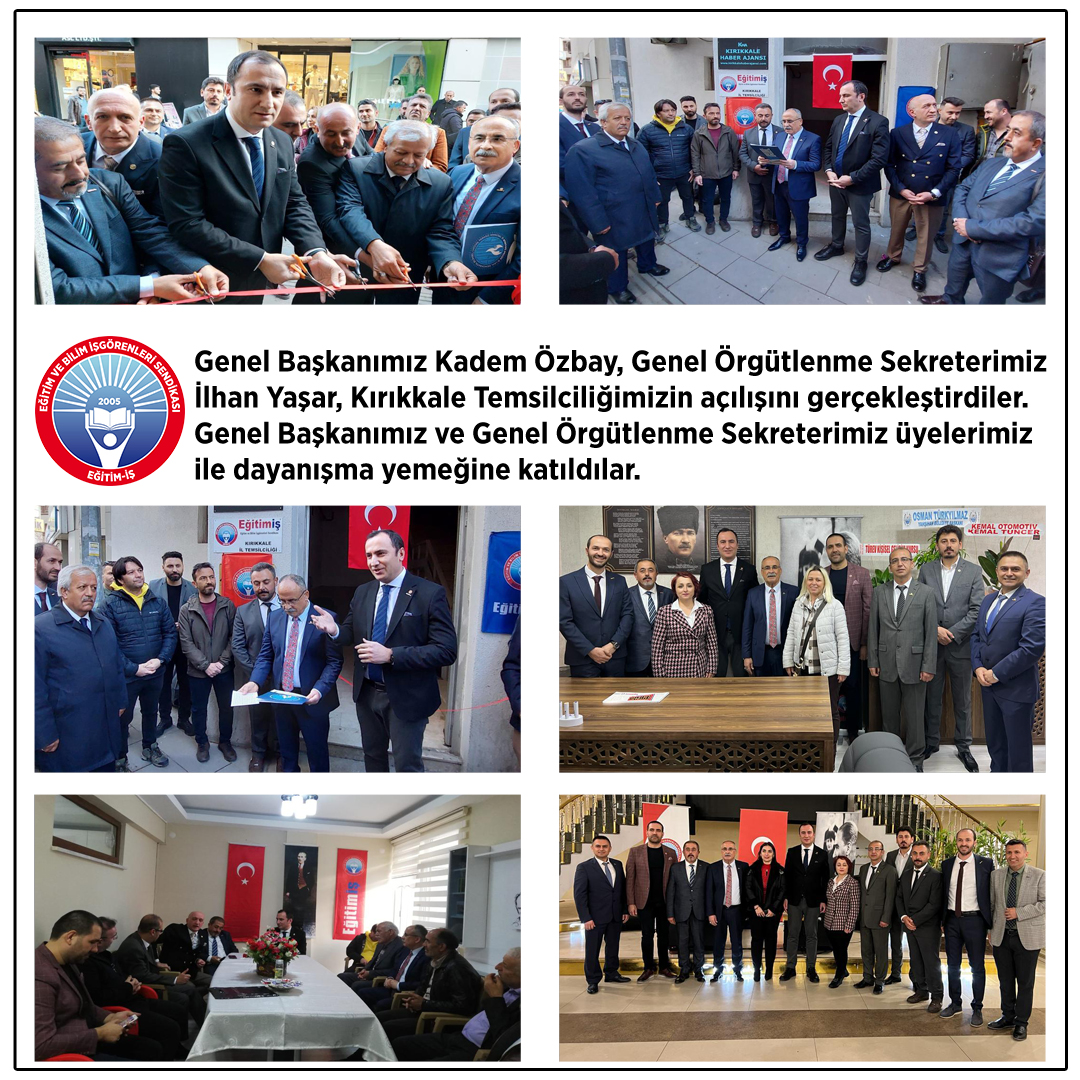 egitimis's tweet photo. Genel Başkanımız Kadem Özbay, Genel Örgütlenme Sekreterimiz İlhan Yaşar, Kırıkkale Temsilciliğimizin açılışını gerçekleştirdiler. Genel Başkanımız ve Genel Örgütlenme Sekreterimiz üyelerimiz ile dayanışma yemeğine katıldılar. @kademozbay_ @yasar1919 #Kırıkkale #temsilcilik https://t.co/2NSQpeWQj5