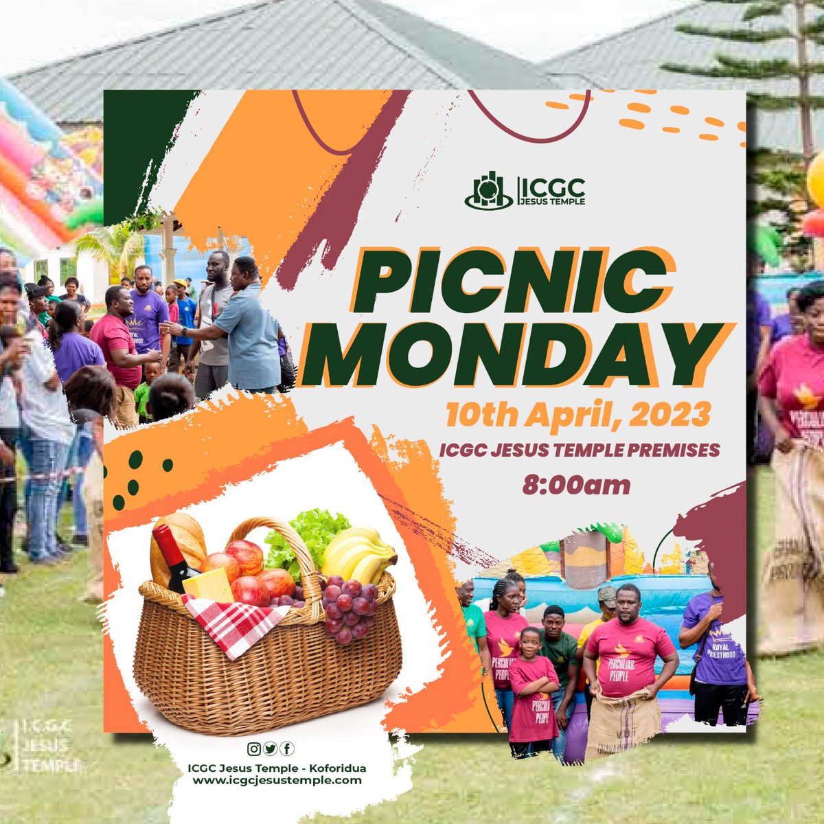icgcjesustemple's tweet photo. It only gets bigger, better and greater!!! #PICNICMONDAY!!! Come and have fun, break bread and fellowship through games and a host of activities. โฝ๏ธ๐ฒ๐๐พ๐ฅ
#jtletsconnect
#koforidua
#koftown
#eastermonday https://t.co/lXvcU8lF2a