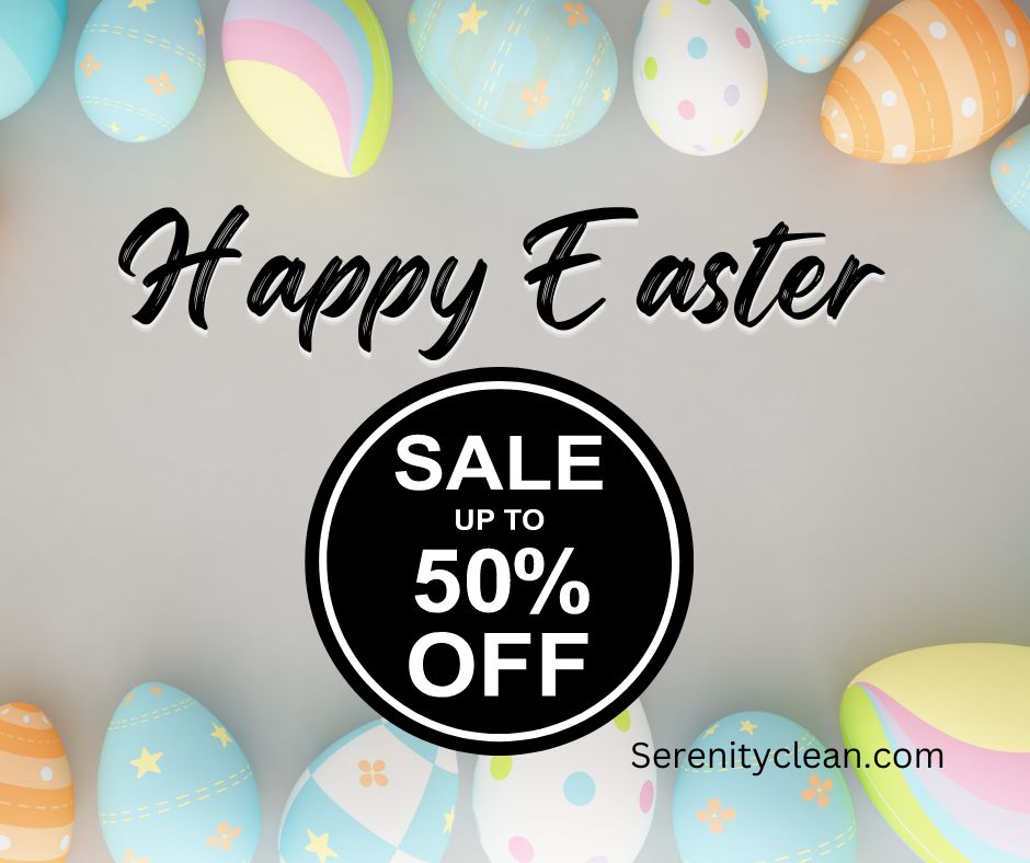 Happy Easter!! 🐰🌸🧹 Enjoy 50% off on all weekly cleaning services this Easter season. Don't miss out on this amazing offer and book your service now at serenityclean.com/book. Let us bring a fresh and clean start to your week! 🌟 #HappyEaster #CleanHomeHappyLife