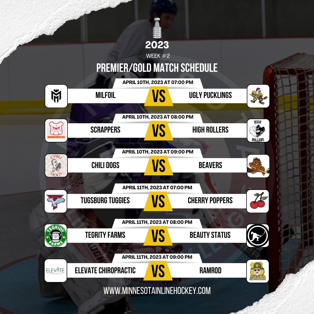 MNInlineHockey's tweet photo. Week #2 is here with some more crossover league matchups between the Premier and Gold divisions and the Chiefs do battle in their double header week.⁠
⁠
#minnesotahockey #minnesotainlinehockey #minnesotarollerhockey https://t.co/EfN4QmHzyE