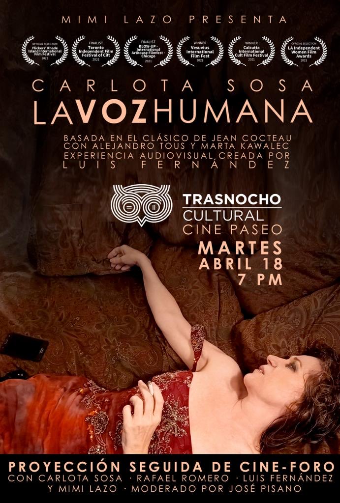 Me encantaría que vieran este trabajo, hecho en plena pandemia. Encerrados y de lejos. Ahora en pantalla grande. Nos vemos el 18 en Trasnocho.