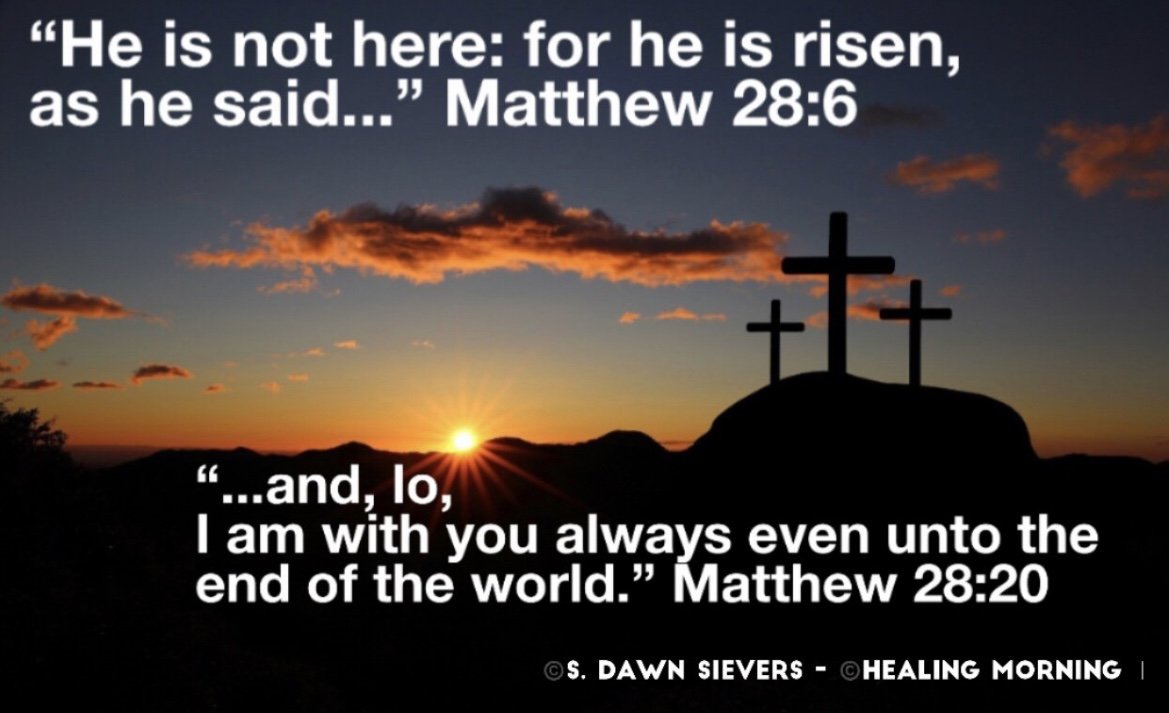 Healing Morning’s Easter Blessings. A sacred promise given. Happy Easter to all who celebrate. 🕊️

#HealingMorning  #EasterBlessings  #MatthewTwentyEightSix #MatthewTwentyEightTwenty