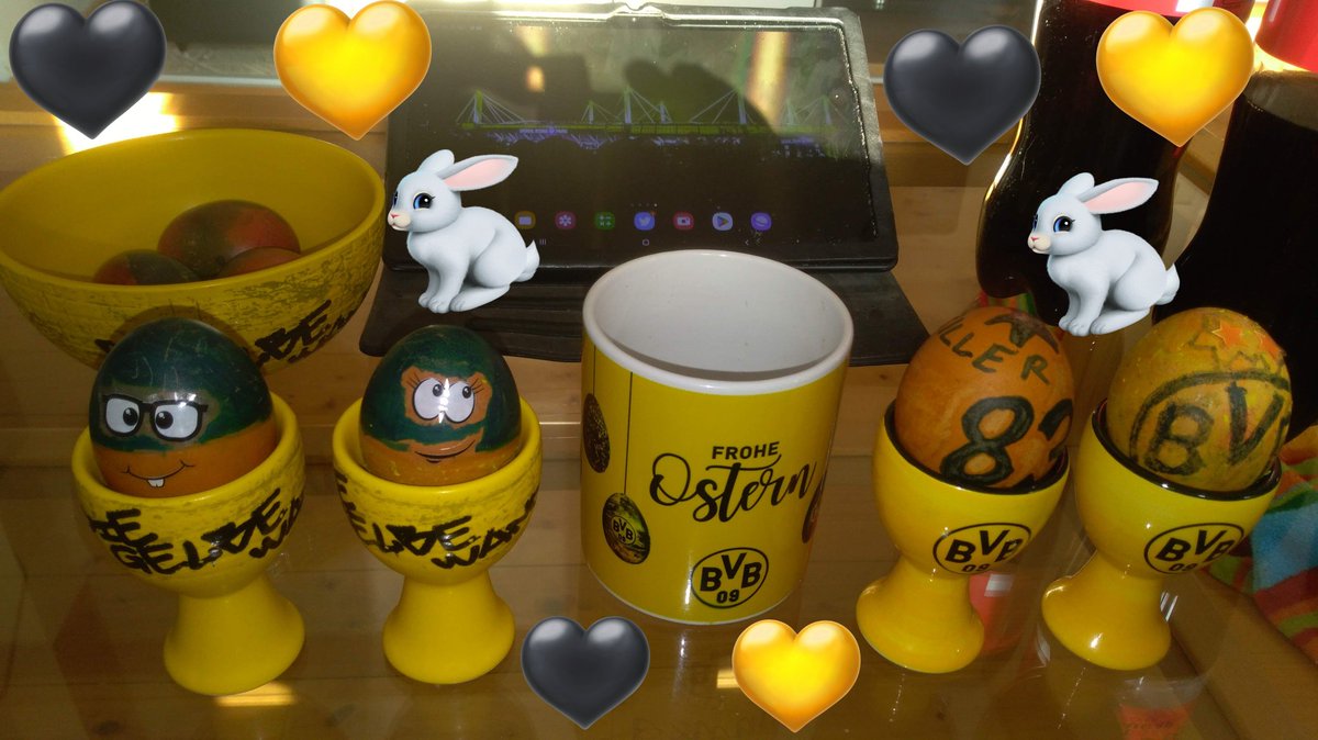 BastianDriller's tweet photo. #BVB 
#Ostern 🐇🥚 
#Ukraine 🥚🤩🇺🇦
#BVBGeschirr 🍵🖤💛🥣🖤💛 
#Eierbecher 
@HexeHanna8 @BVB 
🇺🇦🖤💛🖤🇺🇦 19:09 Uhr 🇺🇦🖤💛🖤🇺🇦💛🖤💛🇺🇦 
👇🏻Ich habe 09😉 #Hasis 🐇
👇🏻und alle #Ostereier 👀🥚🖤💛🥚🇺🇦 gefunden 🧐🖤💛 
👇🏻sowohl die BVB als auch die Ukraine -Eier und schön sortiert🌟 https://t.co/yK7SZvSSAx