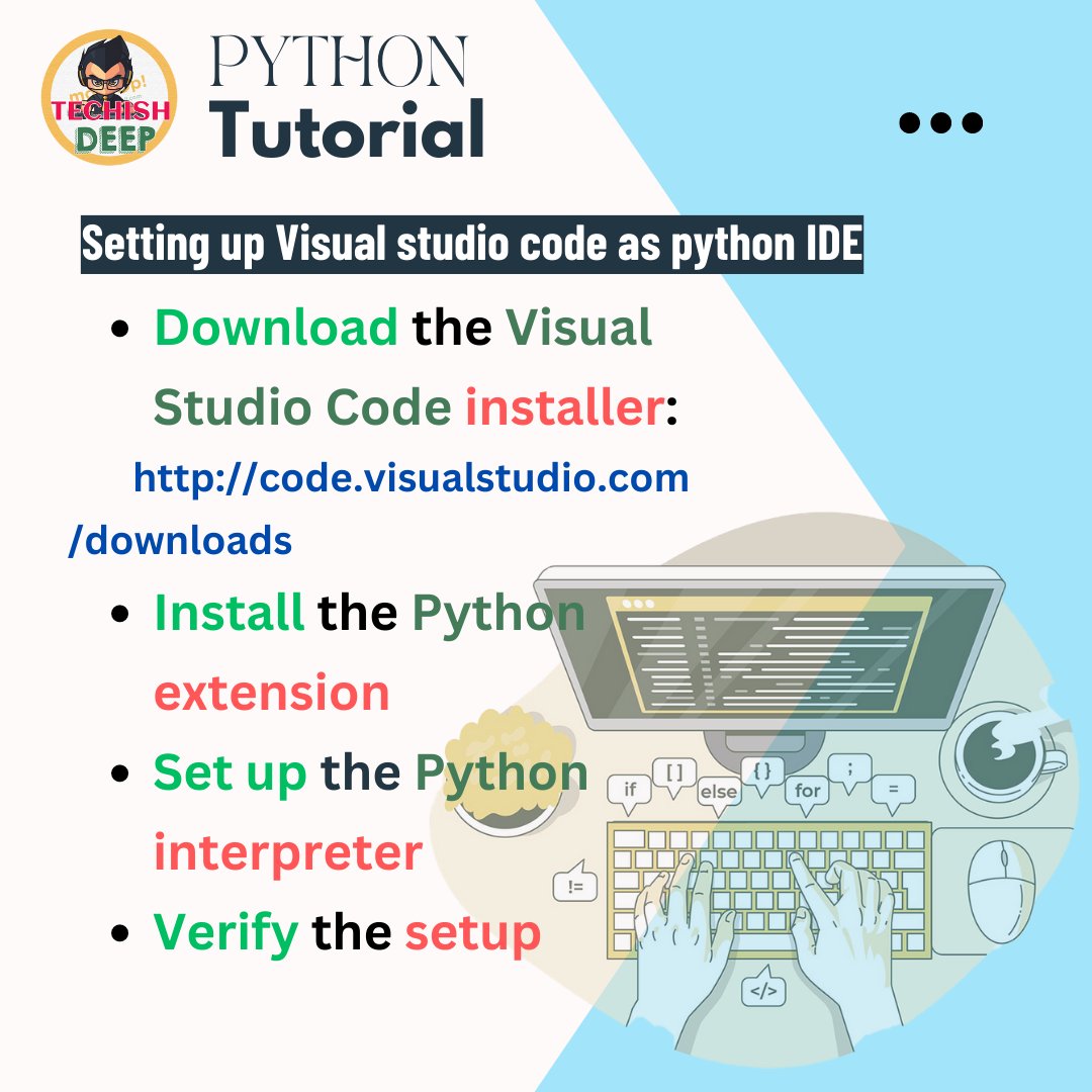 TechishDeep's tweet photo. https://t.co/oTvKuDL6SL

Second video on Setting up Python development environment

This video also lists the steps on how to set up Visual Studio Code as your IDE for Python.

#python #pythonprogramming #visualstudiocode https://t.co/vzVO0MRPAA