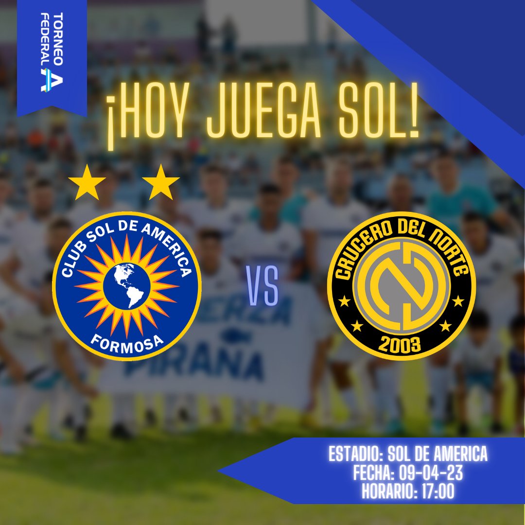 CUESTE LO QUE CUESTE.
A las 17:00 de Local, juega SOL frente a Crucero de Misiones.
