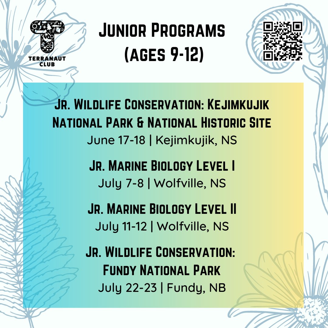 terranautclub's tweet image. We're so excited to share that our Canadian summer program listing is available, and nominations are open! Find out more here: terranautclub.com/summer-2023/
#summercamps #novascotia #newbrunswick #STEMinists #marinebiology #wildlifeconservation #getoutside #STEMinists #womeninSTEM