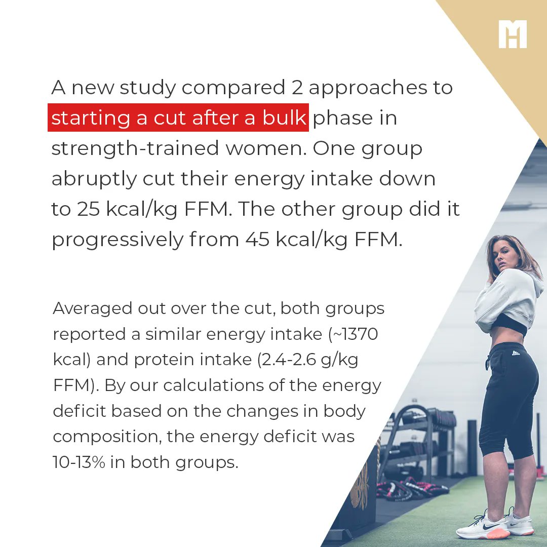 MennoHenselmans's tweet photo. Should you decrease energy intake gradually or abruptly when starting a cut? New study

A new study compared 2 approaches to starting a cut after a bulk phase in strength-trained women. 

#fatloss #weightloss #weightlossjourney #nutrition #healthylifestyle 
#mennohenselmans https://t.co/Uk8BGaz3X8
