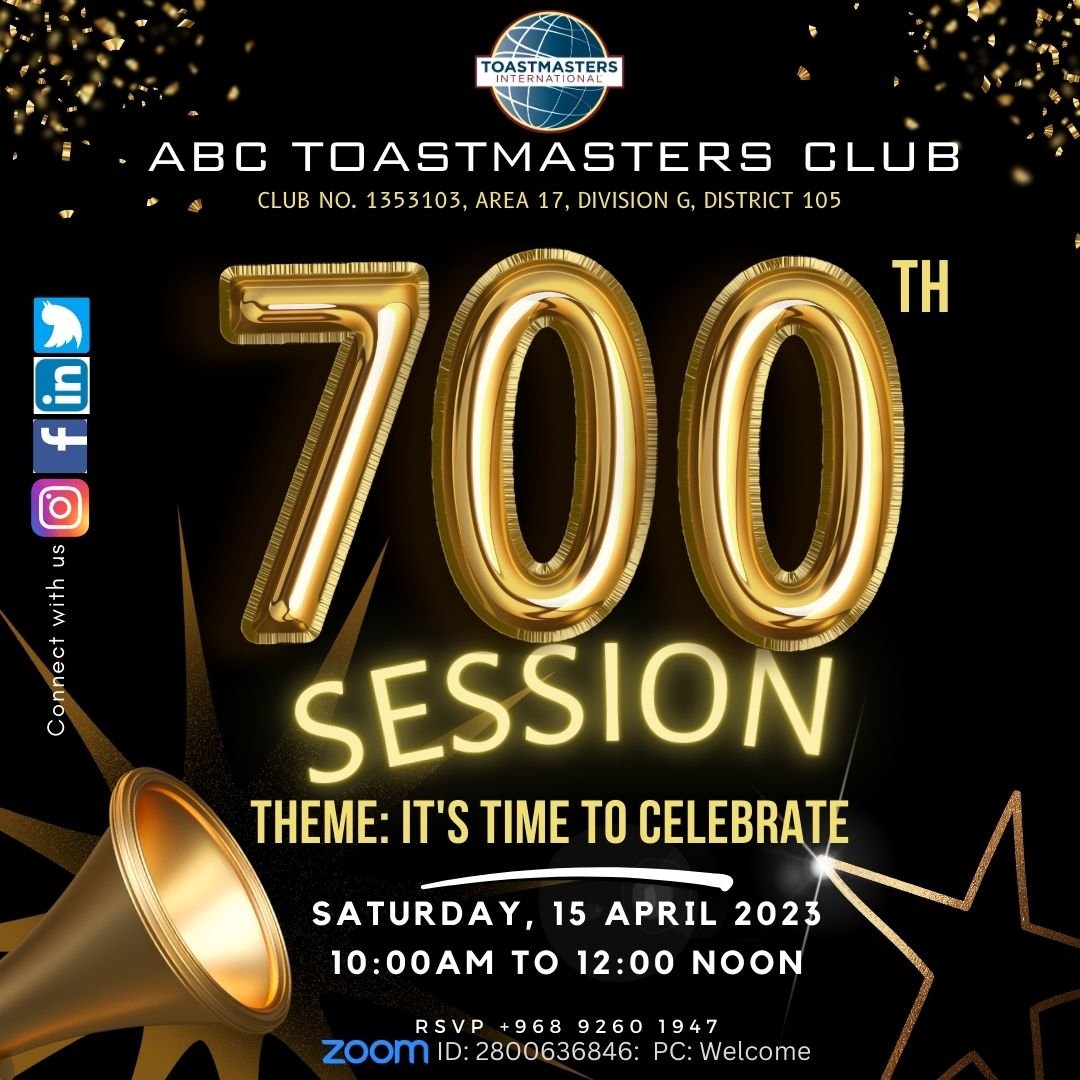 IT'S TIME TO CELEBRATE THE 700TH SESSION. DO JOIN US.