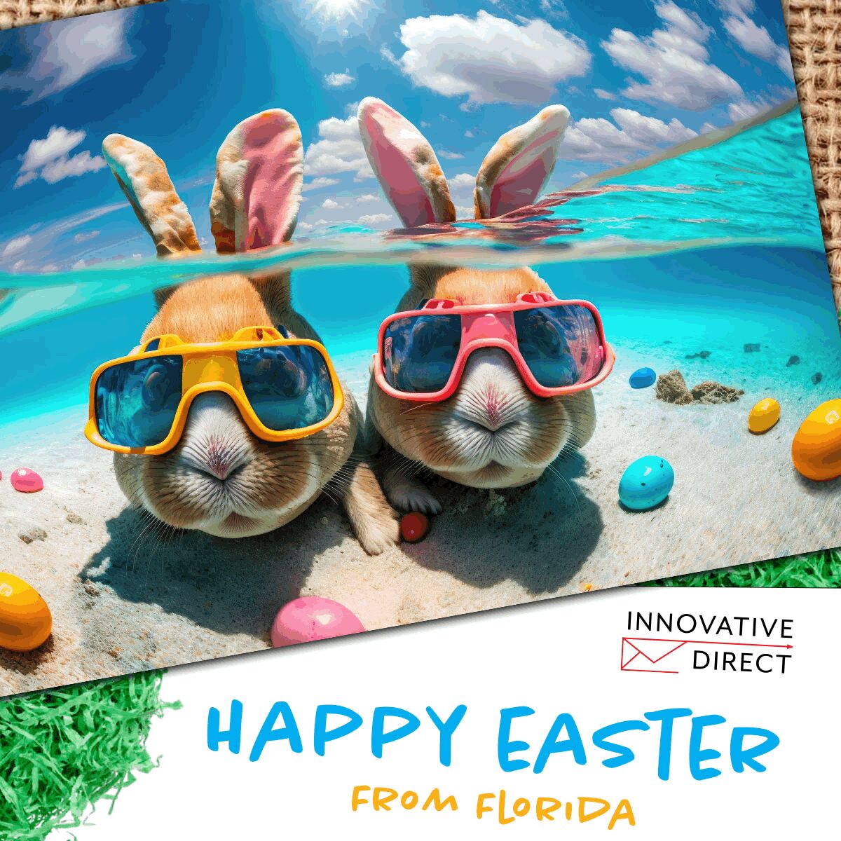 innovadirect's tweet photo. Happy Easter from Innovative Direct here in Florida! 🐰🌴😎 We hope everyone has a safe and happy holiday. #Easter2023 https://t.co/CdCV5X80KU