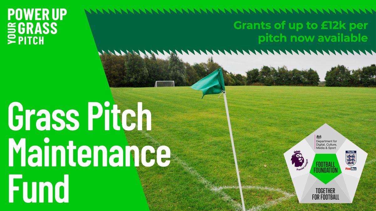 Want to improve your grass pitches, but don’t know where to start?

Receive bespoke support for your club by completing a pitch power assessment on your pitches &amp; gain access to funds to improve your pitches.

More information on improving your pitches 👇
footballfoundation.org.uk/grant/grass-pi…