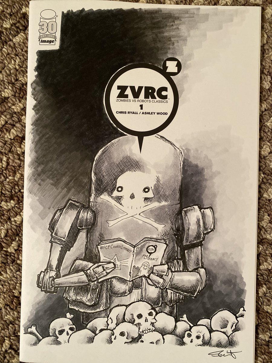 Will be dropping this off with @fcfcomics sometime this week for #FCFCoversLiteracy. The auction runs through #FreeComicBookDay. Thank you for letting me take part in creating a sketch cover for Zombies v Robots by @ImageComics #zombies #robots #comicart #coverart #comiccoverart