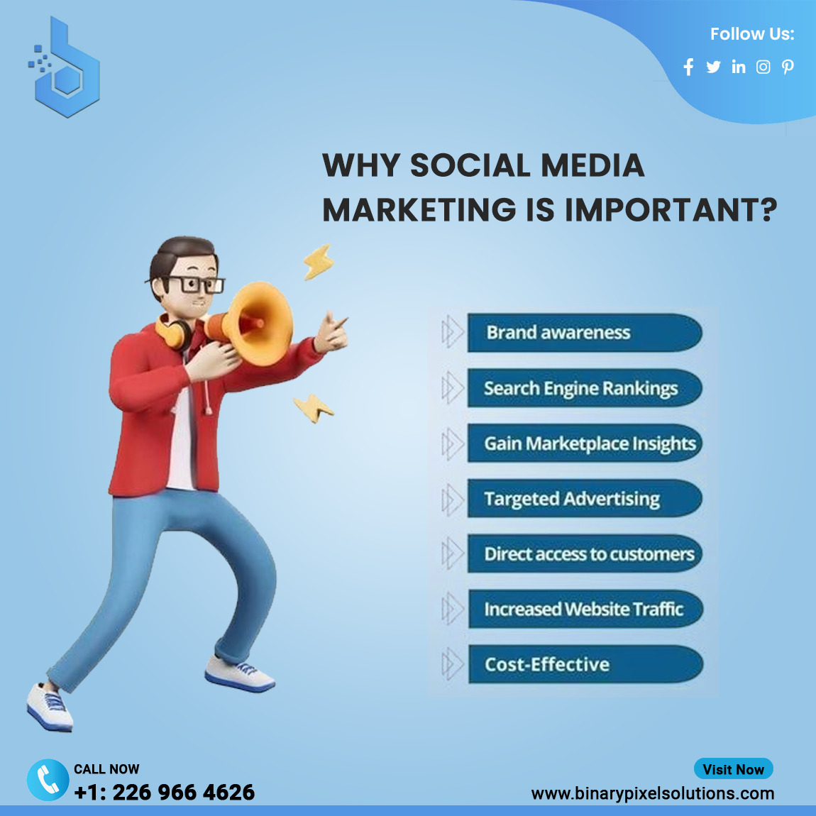 binarypixel_'s tweet image. Ready to take your social media presence to the next level? Let our expert team handle your marketing strategy and watch your business soar!

➡Get in touch with us for more information: binarypixelsolutions.com/social-media-m…

#BinaryPixel #BinaryPixelSolutions #digitalmarketing