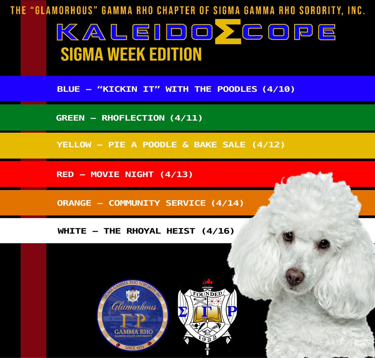 Sigma_GammaRho's tweet photo. The “GlamoRHOus” Gamma Rho Chapter of Sigma Gamma Rho Sorority, Inc. presents to you📺…
KALEIDOΣCOPE: Sigma Week Edition🐩
Look at thread below for details🚨!
#SigmaWeek #Kaleidoscope #RHOyalHeist #Netflix #GlamorousGammaRho #SGRho #SigmaGammaRho #ISU26 #ISU25 #ISU24 #ISU3 https://t.co/xJKec4ZZoc
