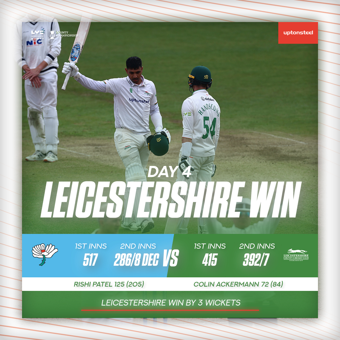 leicsccc's tweet photo. 𝐀 𝐟𝐚𝐦𝐨𝐮𝐬, 𝐟𝐚𝐦𝐨𝐮𝐬 𝐯𝐢𝐜𝐭𝐨𝐫𝐲. 🦊💚

Rewriting the history books with our first win in first-class cricket at Headingley since 1910. ✍️📖

An incredible final day as we chase 3⃣8⃣9⃣ to open our season in emphatic fashion. 💪

����#YORvLEI https://t.co/136q0GhwkP