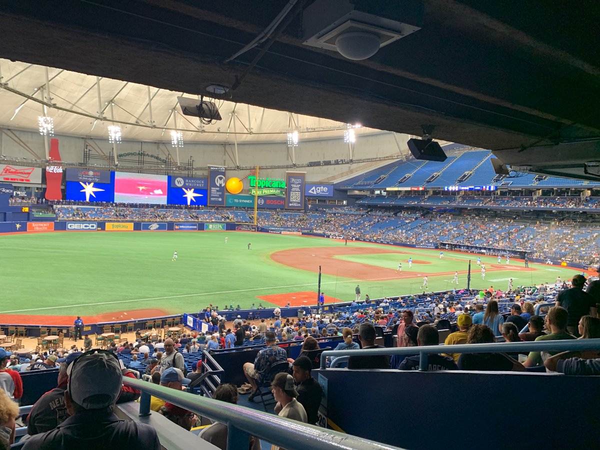 Tombrey's tweet photo. #OAKvsTB  View from a $10 seat. Can’t beat the price. Definitely would be paying more at another ballpark. #RaysUp https://t.co/HjZfwtZeq9