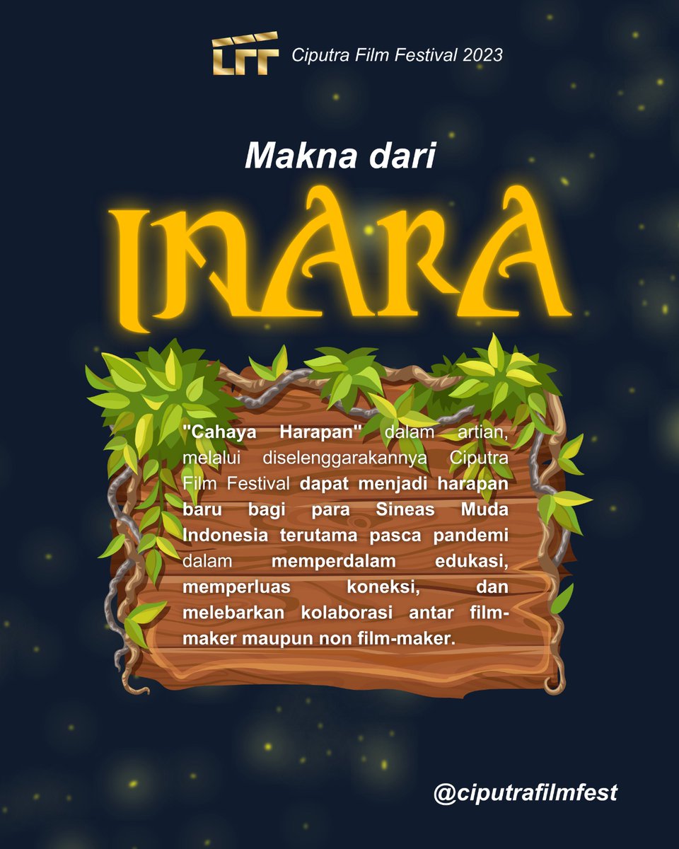 hadassahelisa's tweet photo. For those who's kepo tentang makna dari tema besar CFF tahun 2023 yaitu :
✨INARA✨
Check this out yesss! @ciputrafilmfest
#CiputraFilmFestival #CFF2023 #Inars #kolaborasi #komunitas #collaboration #community #festivalfilm #komunitasfilm #festivalfilmindonesia https://t.co/tOyR4z1YTa