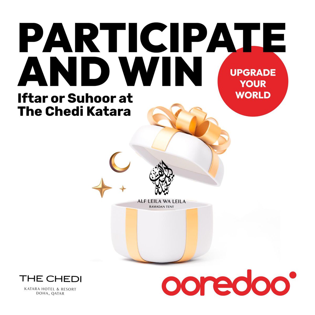 OoredooQatar's tweet photo. ๐ด
Want to win?
We're giving away Iftar and Suhoor vouchers for the Alf Leila Wa Leila Ramadan tent at The Chedi Katara Hotel. For your chance to win!
https://t.co/gmmfrR0wbM
Good luck!
#ConnectingAndGiving #Ooredoo https://t.co/1iYykh5zHf