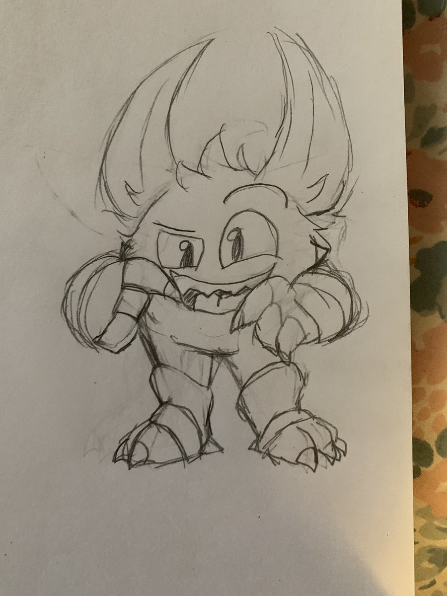 QueenFandom3's tweet photo. I.... don't have anything special for Easter this time.

So just have this sketch of Pop Fizz I did in church today.

He's close enough to the actual easter bunny. I mean, he's got that easter version???? 

Pip Fozz
-----
#Skylanders https://t.co/vV9LAs89nT